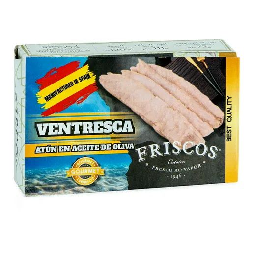 [GF02136] VENTRESCA DE ATUN FILETE EN ACEITE DE OLIVA 120grs CAJA 24UNDS