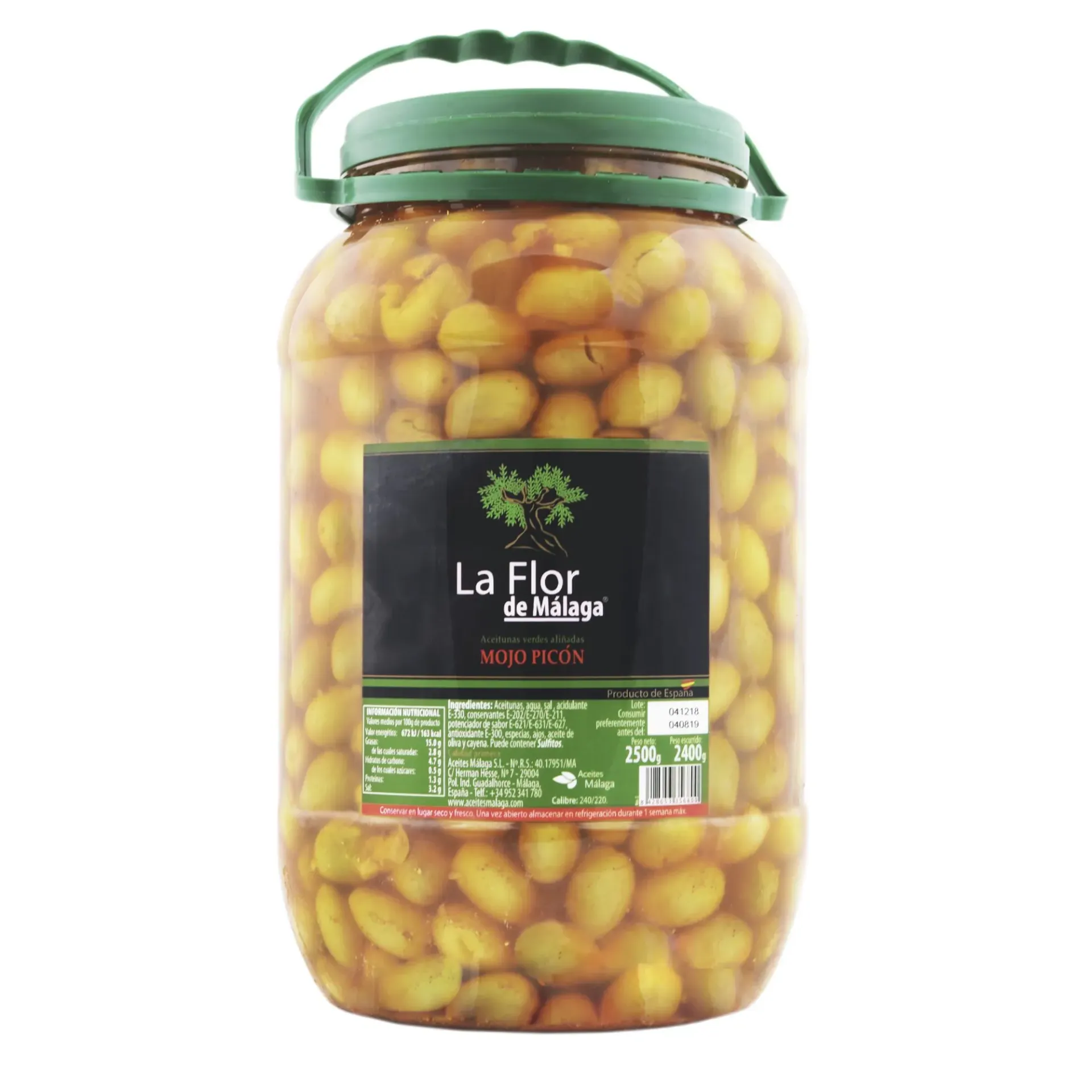 [GF02277] ACEITUNAS MOJO PICON(CON AJO) LA RECETA DE LA ABUELA LA FLOR DE MALAGA 370GRS CAJA 12UNDS